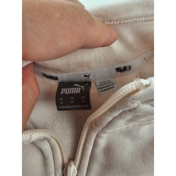 Puma size M 1/4 zip warm logo all over embellished light pink active sweater - Picture 5 of 7